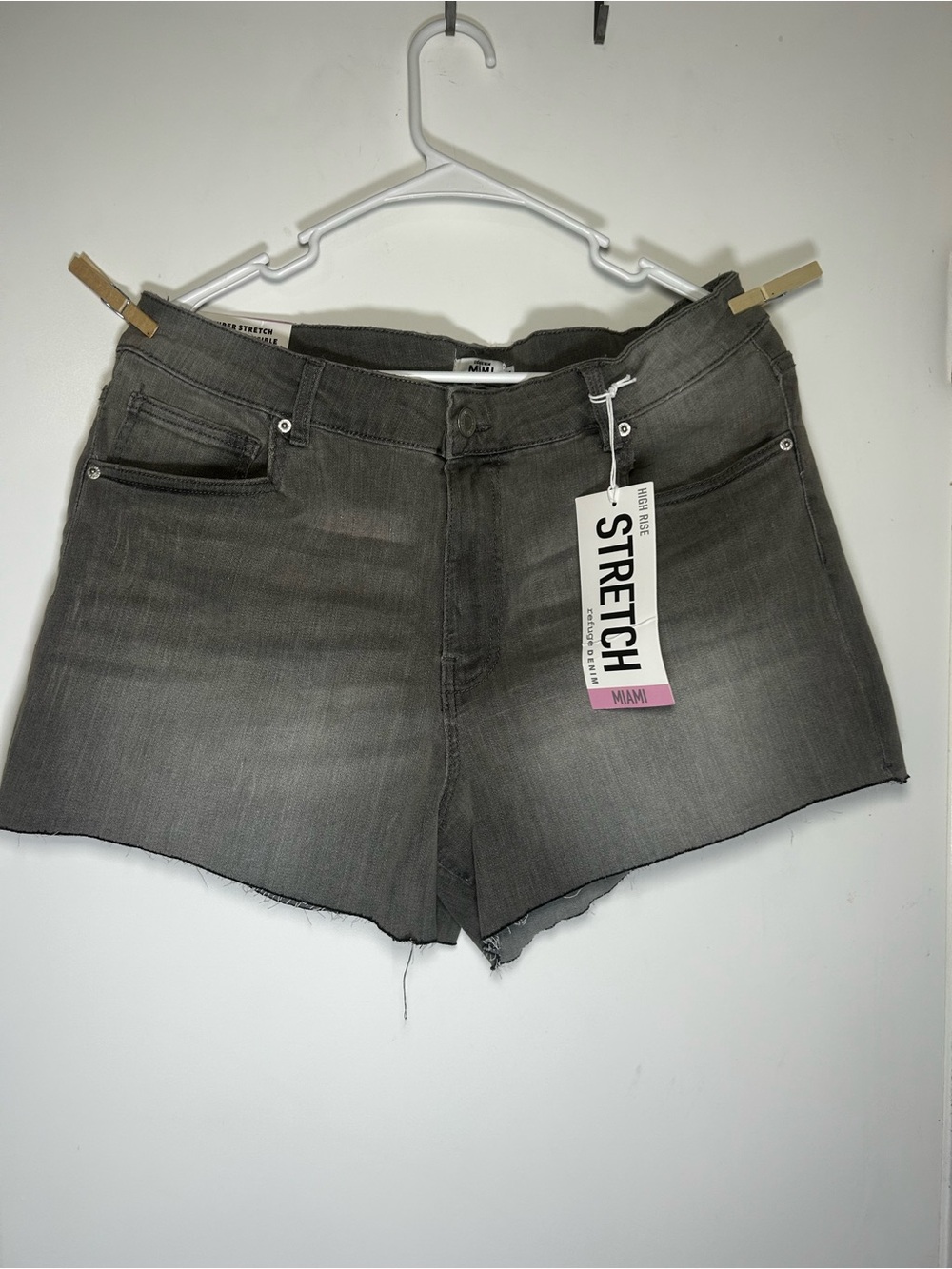 High rise Stretch Denim Jean Shorts
